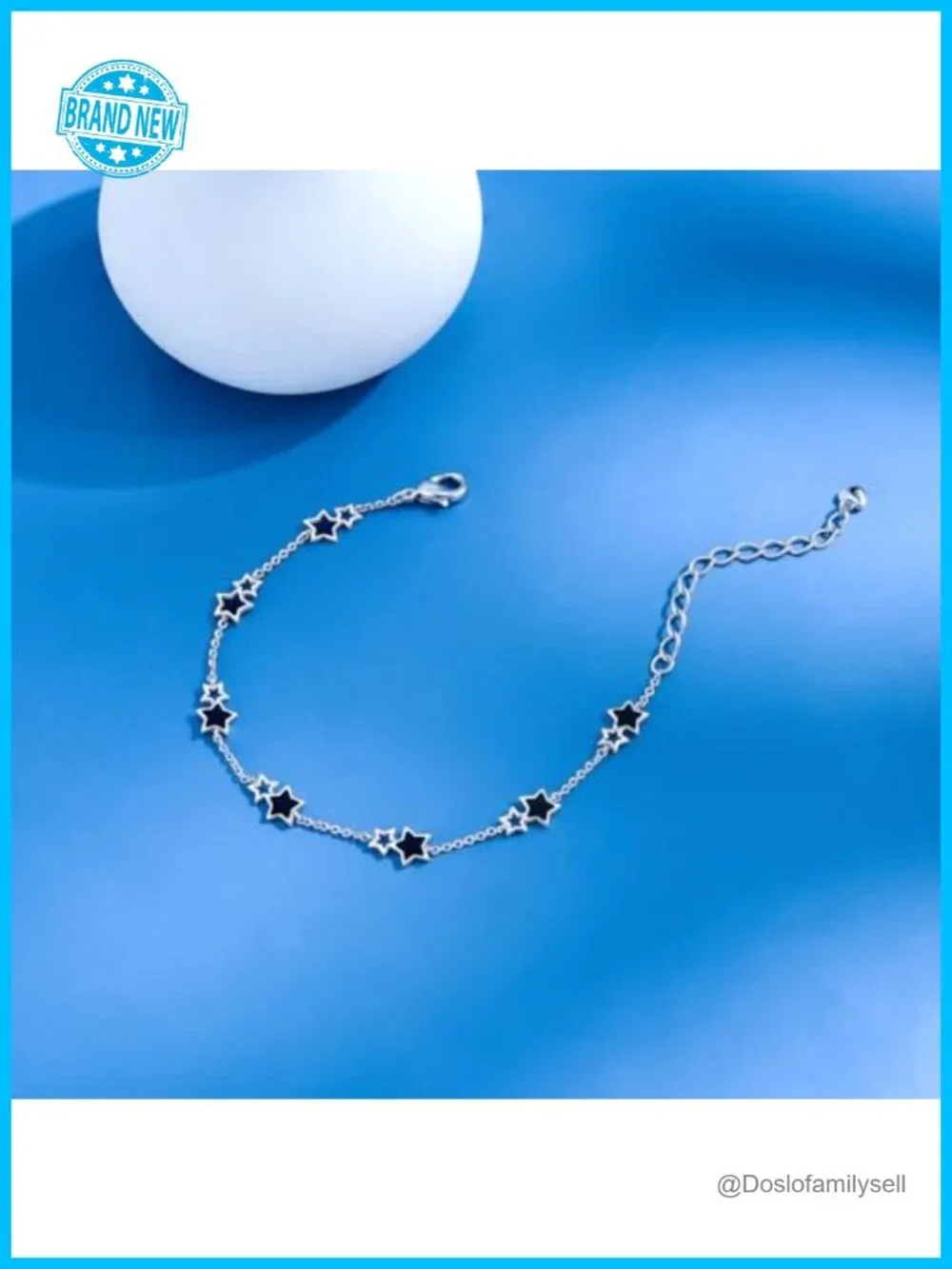 White Gold Plated Star Chain Link Bracelet Stackable Women Gift